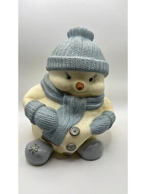 Encore Snow Buddies Figurine With Blue Knit Hat & Scarf Winter Decoration © 2000